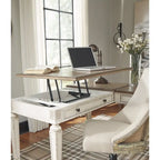 Bureau à plateau relevable 2 pièces pour bureau à domicile, blanc/marron antique