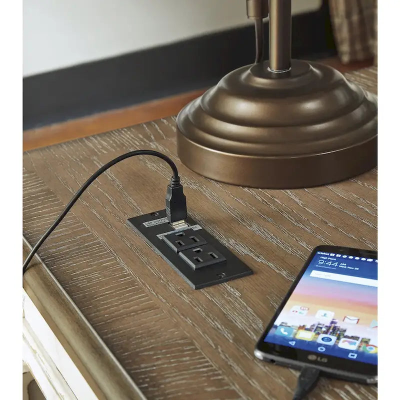 Bureau à plateau relevable 2 pièces pour bureau à domicile, blanc/marron antique