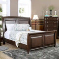  Hazelo Modern Brown Solid Wood Sleigh Bed