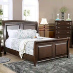  Hazelo Modern Brown Solid Wood Sleigh Bed