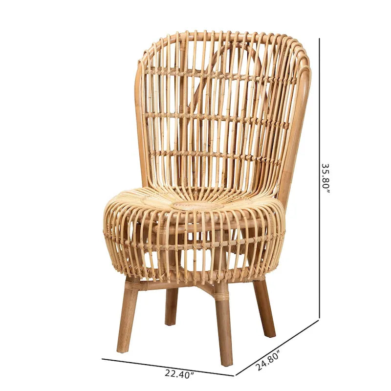 Fauteuil de salon moderne bohème en rotin naturel – Petit ou grand