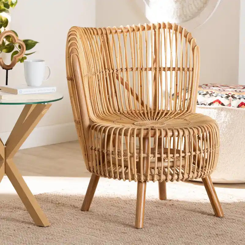 Fauteuil de salon moderne bohème en rotin naturel – Petit ou grand