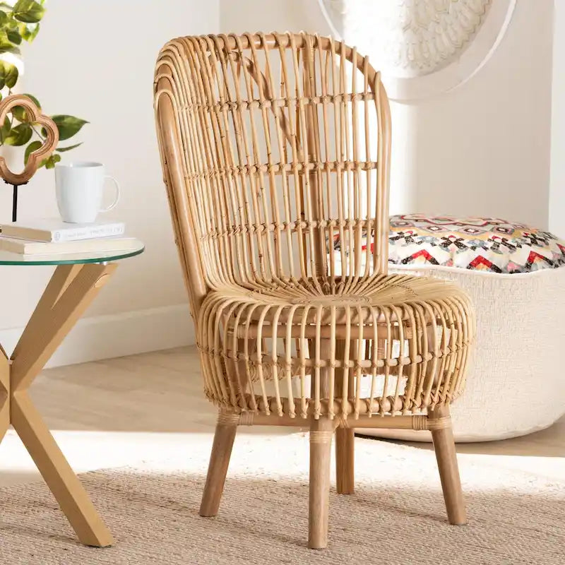 Fauteuil de salon moderne bohème en rotin naturel – Petit ou grand