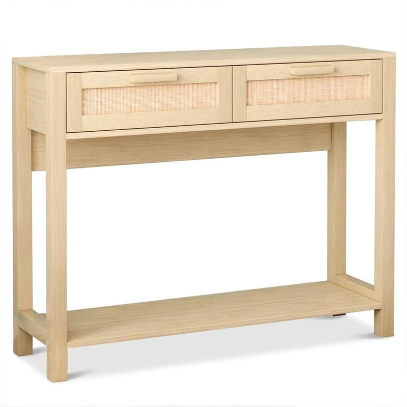 Console en rotin de 100 cm avec 2 tiroirs pour entrée