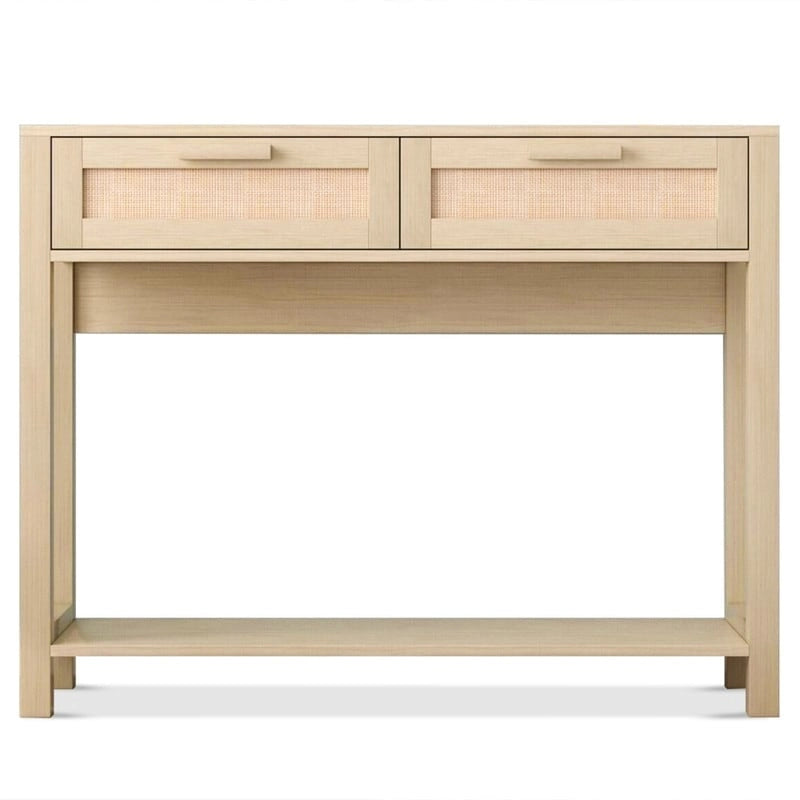 Console en rotin de 100 cm avec 2 tiroirs pour entrée