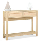 Console en rotin de 100 cm avec 2 tiroirs pour entrée