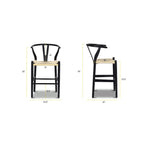 Tabouret de comptoir Weave, hauteur d'assise 23,5 po – Bois massif avec assise tissée