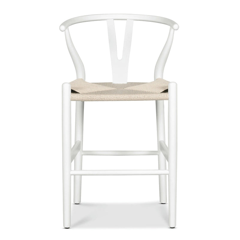 Tabouret de comptoir Weave, hauteur d'assise 23,5 po – Bois massif avec assise tissée