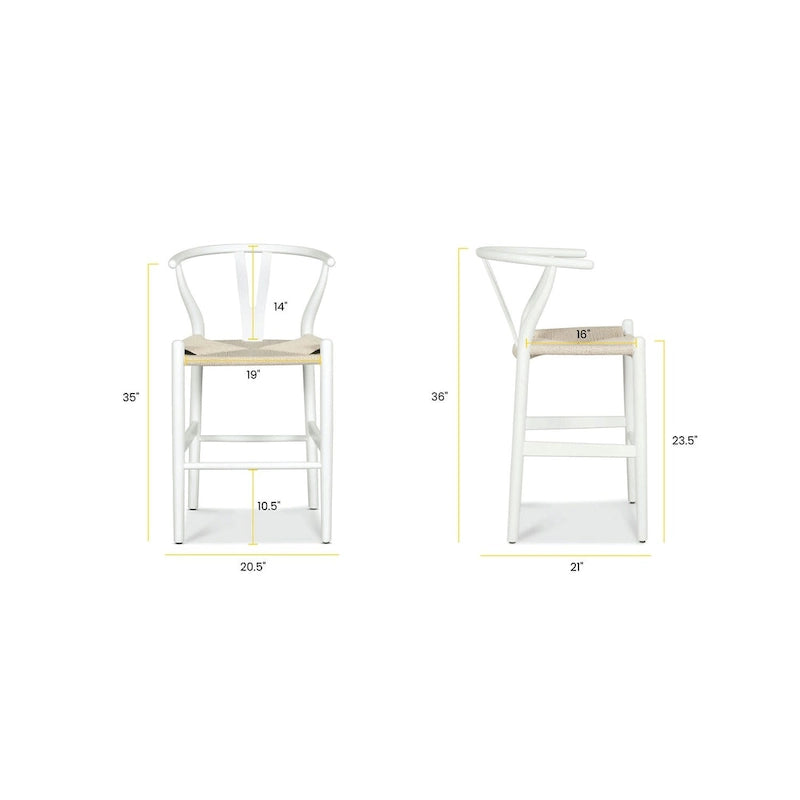 Tabouret de comptoir Weave, hauteur d'assise 23,5 po – Bois massif avec assise tissée