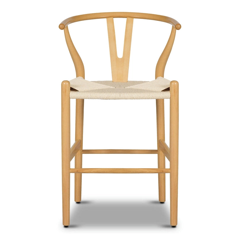 Tabouret de comptoir Weave, hauteur d'assise 23,5 po – Bois massif avec assise tissée