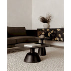Table basse piédestal moderne en manguier massif - 30L x 30P x 14H