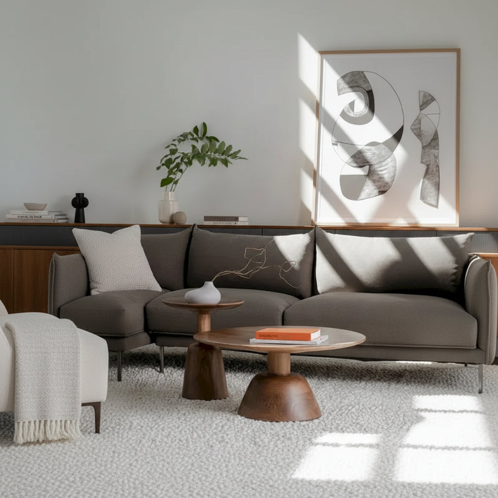 Table basse piédestal moderne en manguier massif - 30L x 30P x 14H