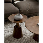 Table basse piédestal moderne en manguier massif - 30L x 30P x 14H