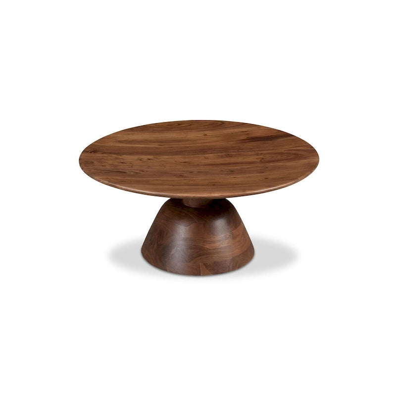 Table basse piédestal moderne en manguier massif - 30L x 30P x 14H