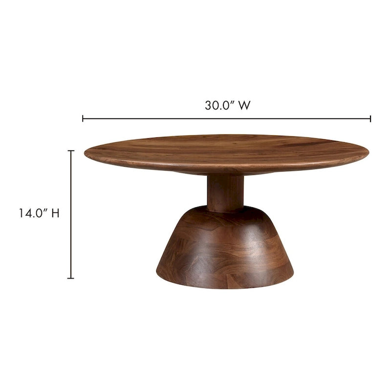Table basse piédestal moderne en manguier massif - 30L x 30P x 14H