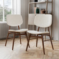 Lot de 2 chaises de salle à manger en noyer du milieu du siècle avec revêtement en bouclé