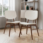 Lot de 2 chaises de salle à manger en noyer du milieu du siècle avec revêtement en bouclé