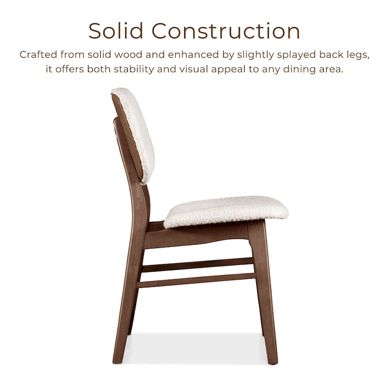 Lot de 2 chaises de salle à manger en noyer du milieu du siècle avec revêtement en bouclé