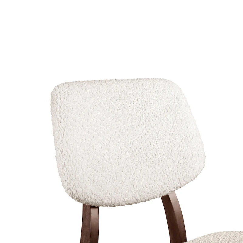 Lot de 2 chaises de salle à manger en noyer du milieu du siècle avec revêtement en bouclé