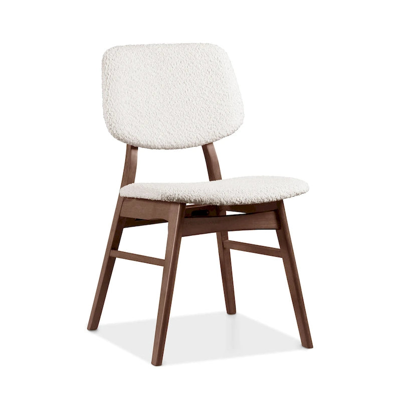 Lot de 2 chaises de salle à manger en noyer du milieu du siècle avec revêtement en bouclé