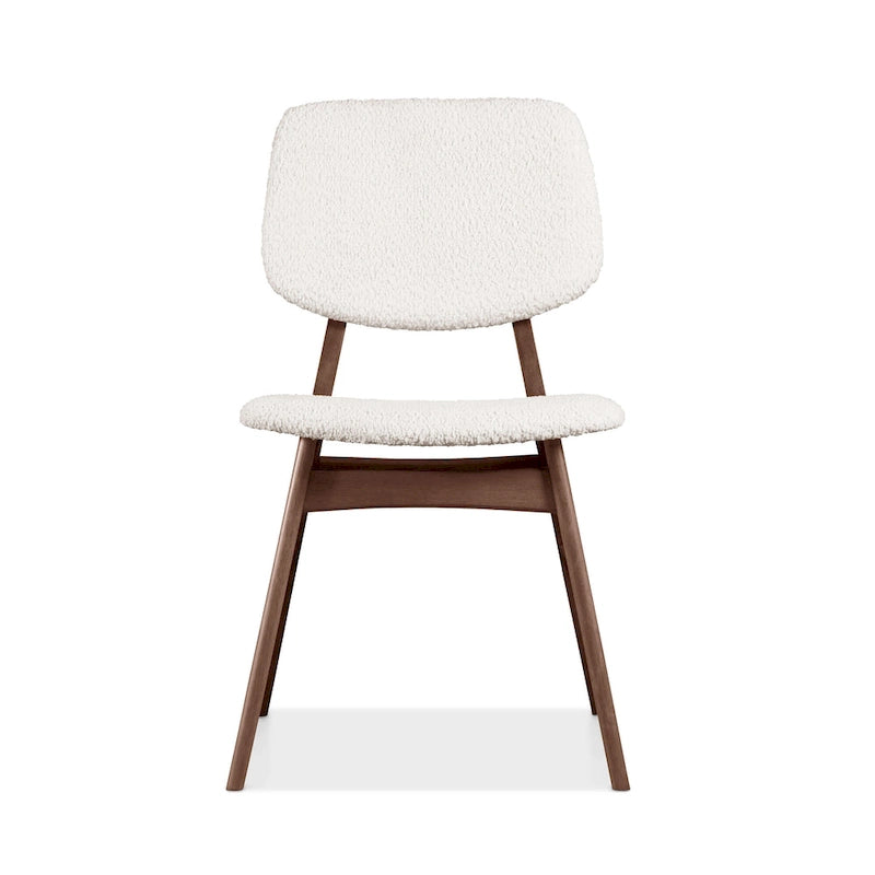 Lot de 2 chaises de salle à manger en noyer du milieu du siècle avec revêtement en bouclé