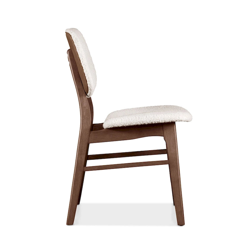 Lot de 2 chaises de salle à manger en noyer du milieu du siècle avec revêtement en bouclé