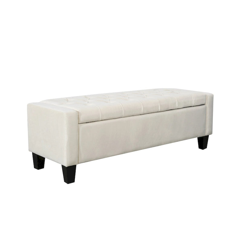 Banc de rangement capitonné en velours