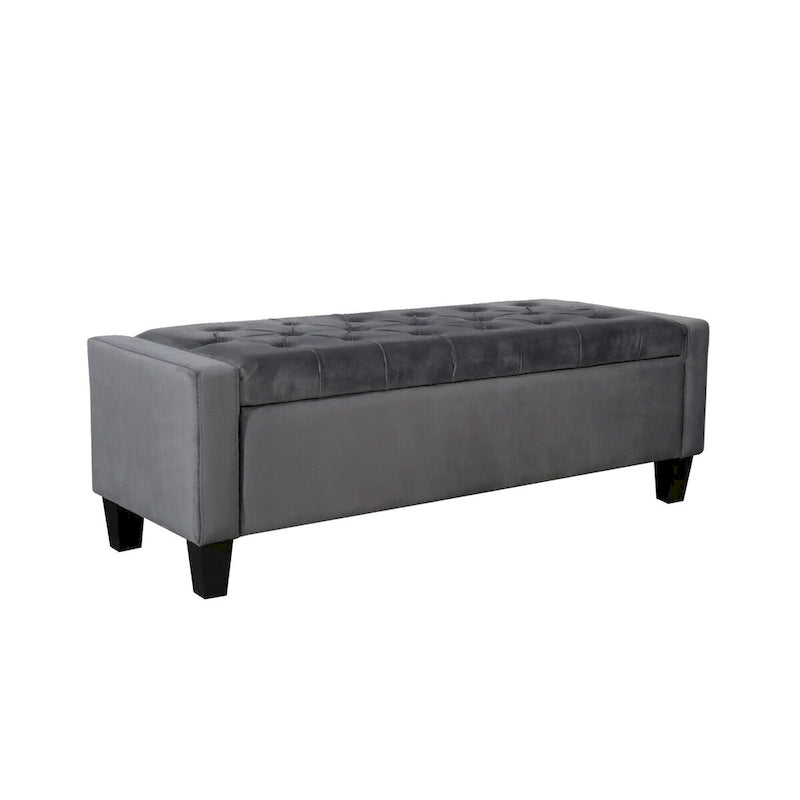 Banc de rangement capitonné en velours