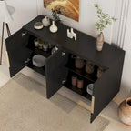 Buffet de rangement, Grand buffet cannelé avec étagères réglables, Crédence, Console de meuble d'appoint