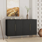 Buffet de rangement, Grand buffet cannelé avec étagères réglables, Crédence, Console de meuble d'appoint