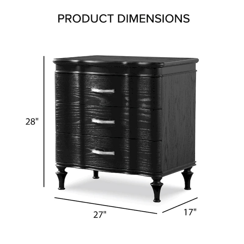 Table de chevet 3 tiroirs en bois massif